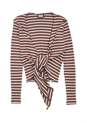 NPS wrap top Stripe Brown/Ecru Nørgaard På Strøget 